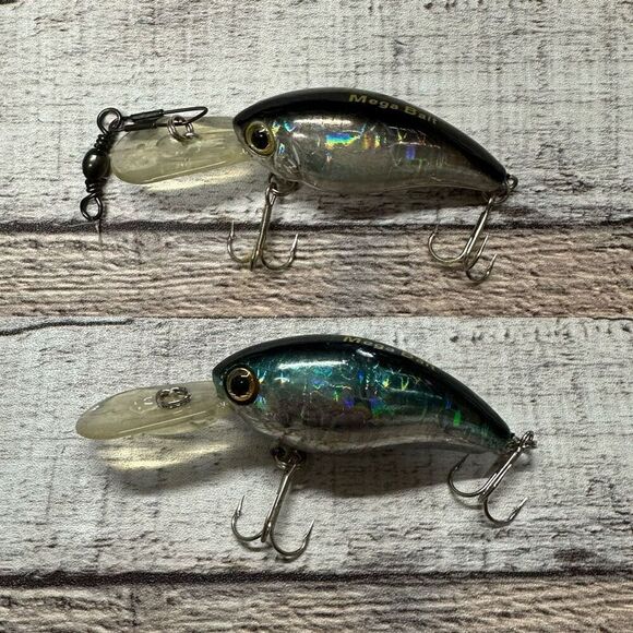 Vintage Fishing Mega Bait Crankbaits Set Of 2 Bass Lures Blue/Silver - Picture 1 of 3
